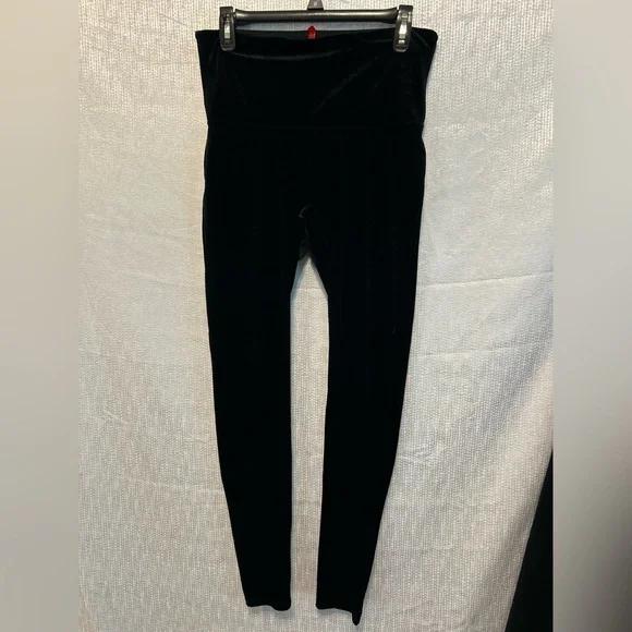 Spanx Womens Velvet Leggings XL Velour Black High Rise Shapewear Club Skinny